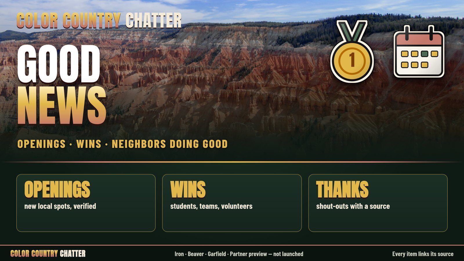 Good News — openings, wins, neighbors doing good