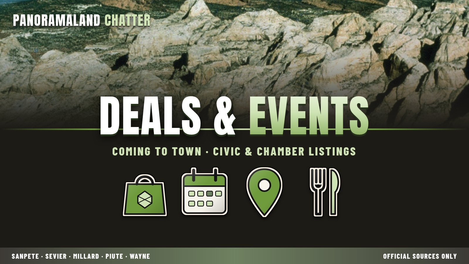 Deals and Coming to Town events from civic and chamber listings